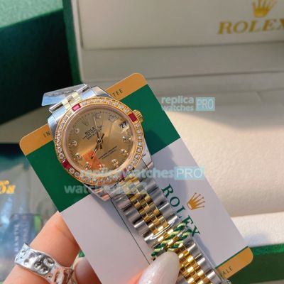 High Replica Rolex Datejust  Watch Yellow Gold Face 2-Tone Yellow Gold strap Diamonds Bezel  31mm